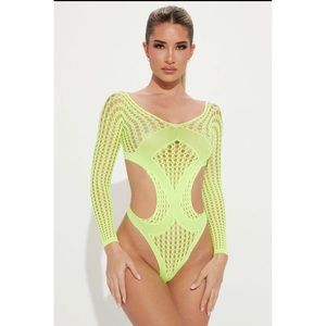 NWT Sexy Neon Green Bodystocking Teddy